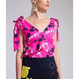 Tanya Taylor Camo Print Satin Sierra Top Size 0 100% Silk